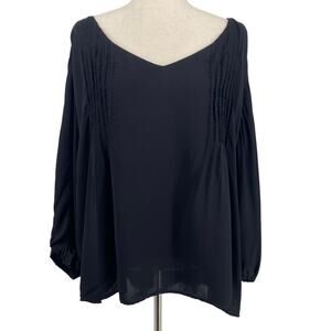 Jackson Rowe Fluttershy Top L Black Long Sleeve Pleated Front Viscose Lined